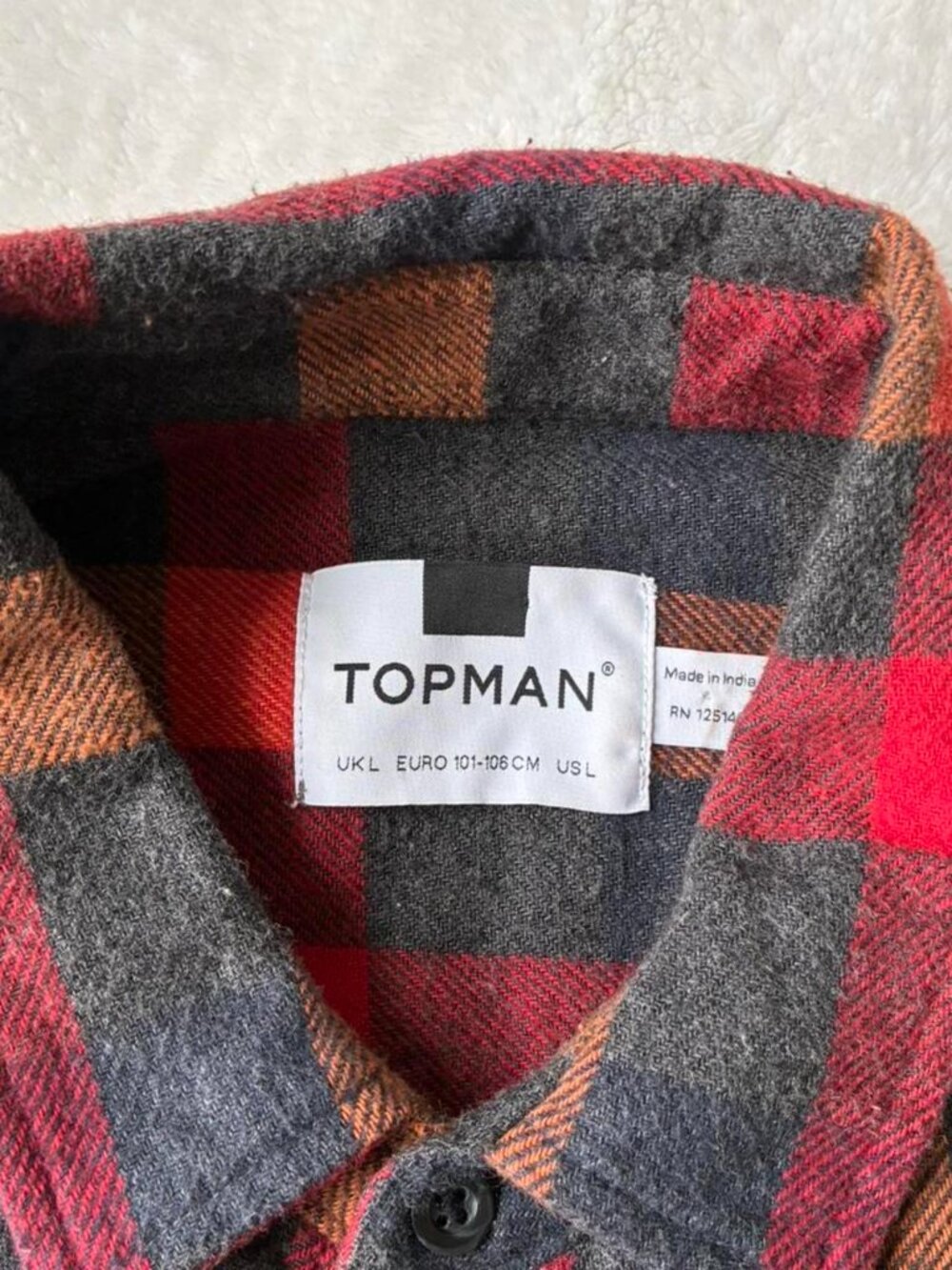 Topman Men's Multi-color flannel long-sleeve button-up Shirt - Picture 2 of 3